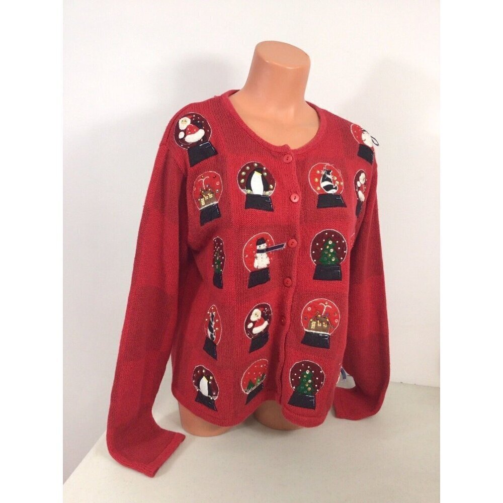 Holiday Lodge Christmas Cardigan Sweater Womens Medium - Picture 4 of 6